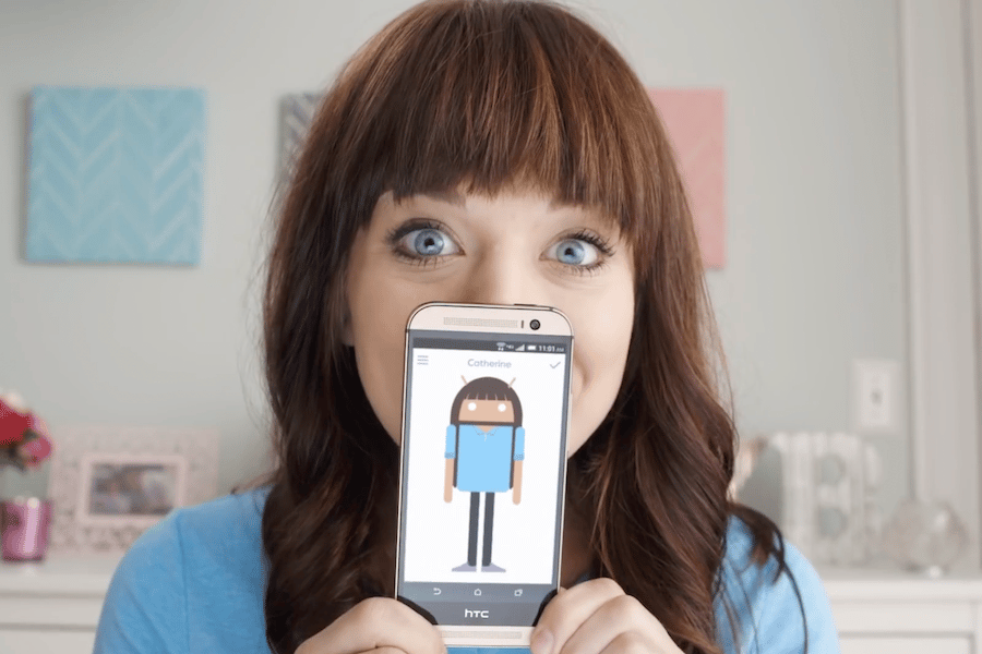 Woman holding a Google Android phone.
